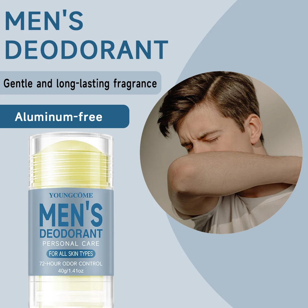 Deodorant for Men Portable Alum Stick Sweating Odor Remover Underarm Body Deodorant Stick Fast Dry Lasting Refresh 72H