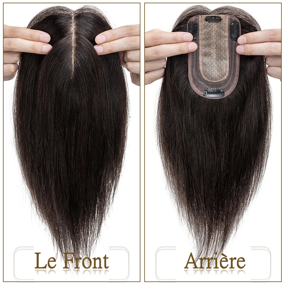 S-noilite cheveux Toppers 7x13 cm femmes Topper pince à cheveux perruque de cheveux naturels 100% cheveux humains pour les femmes soie Base pince dans l'extension de cheveux