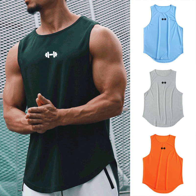 夏のメンズジムタンクトップフィットネストレーニング服速乾性ルーズボディービルノースリーブシャツ男性ファッションバスケットボールベスト