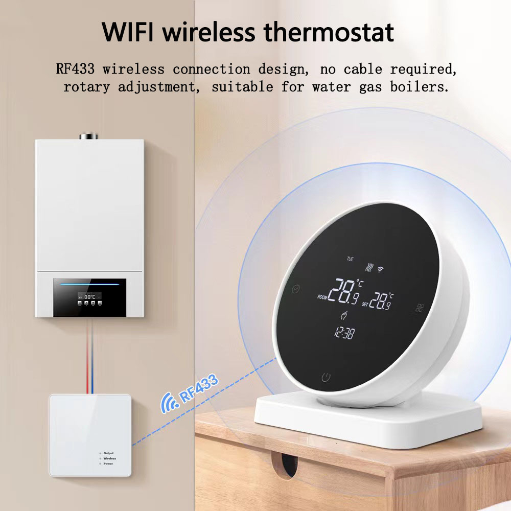 YJWL R7 inalámbrico uno en uno WIFI termostato inteligente/pantalla LCD/pantalla táctil/controlador de temperatura de calefacción de agua de caldera de gas