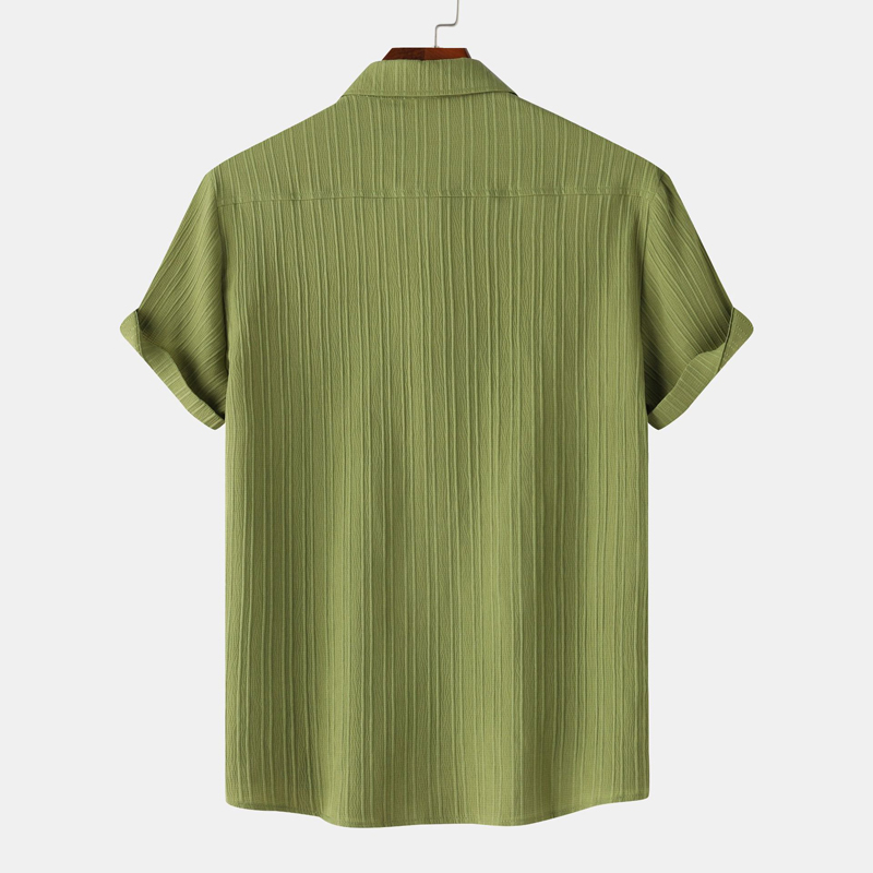 Camisas verdes de lino y algodón para hombre, camisas de playa con botones de manga corta para verano, camisa hawaiana informal transpirable para fiesta y vacaciones 2024