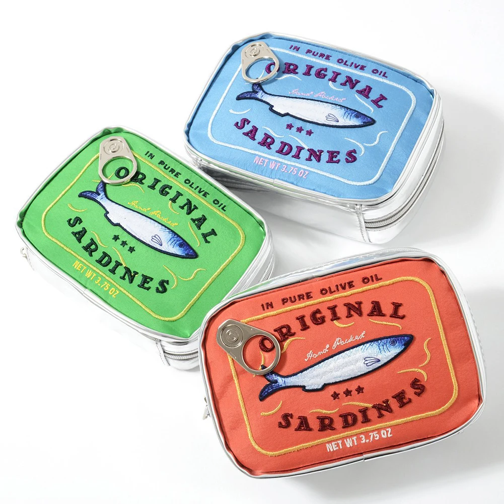 Sac de rangement de style sardines en conserve, sac de voyage de bain mignon, créatif, portable, mode, fermeture éclair, multifonction, doux, week-end, vacances