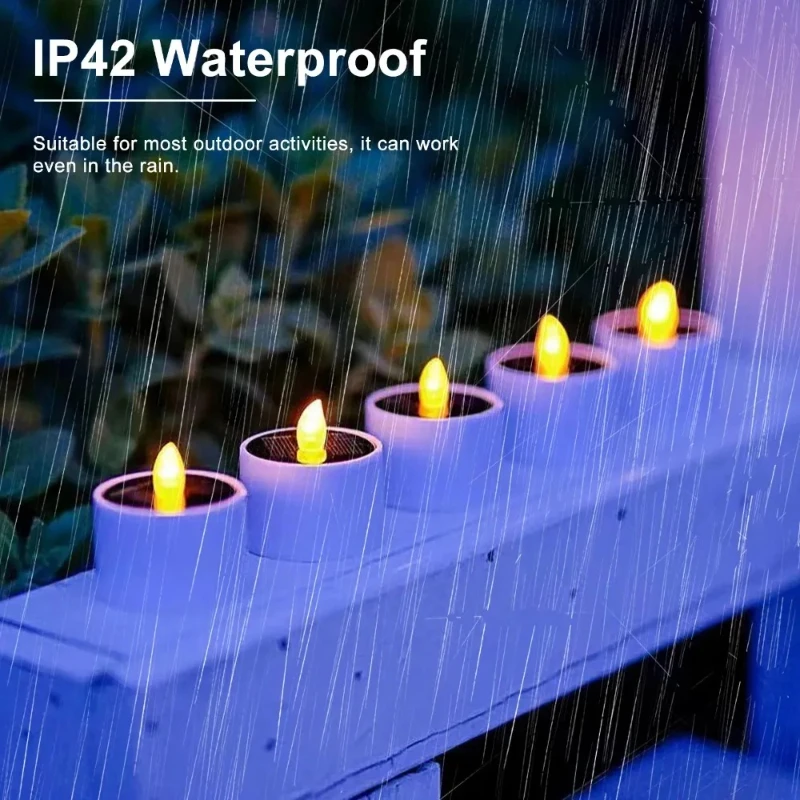 1-6PCS Solar Tee Warmes Licht LED Kerzen Im Freien Wasserdichte Flammenlose Solar Tee Lichter Kerzen für Party garten Home Deco