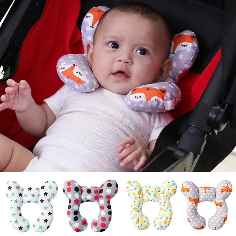 Cuscino per passeggino multifunzionale nuovo cuscino a forma di U per bambini in cartone animato cuscino per bambini in cotone morbido cuscino per auto da viaggio per bambini