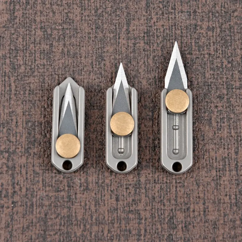 1pc New Pure Titanium Mini Push Knife  Keychain Pendant Unpacking Express Opening Utility Knife