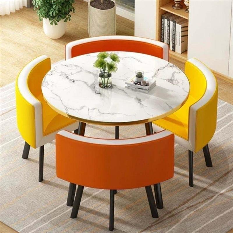 Conjuntos De Mesa De Café De Estilo Moderno De Luxo. mesas De Jantar Redondas, conjunto De 4 Cadeiras, pode ser Personalizado, preço De Fábrica, Novo Design, 2024