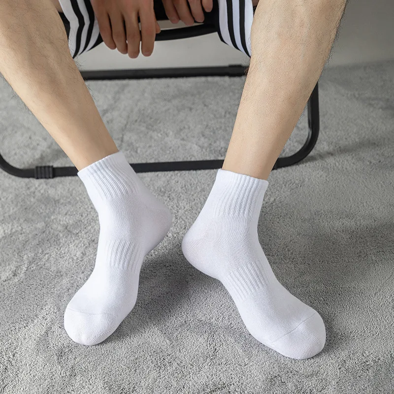 5 par/lote 100% calcetines de algodón para hombre primavera otoño negro blanco absorción calcetines de barco para mujer calcetines deportivos transpirables antiolor