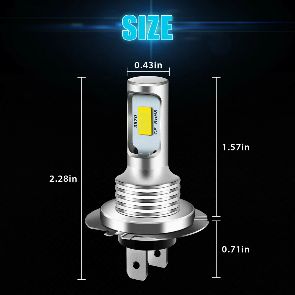 2 ชิ้น H7 H4 Led ไฟหน้ารถ Super Bright CSP LED ไฟหน้าหมอก DRL ชุดหลอดไฟ High Low Beam สีขาว
