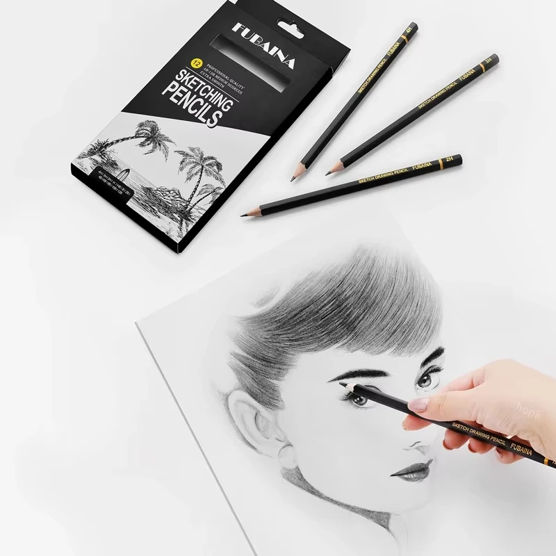 12 ชิ้น Professional วาดร่างดินสอชุดดินสอศิลปะแกรไฟต์แรเงาดินสอสําหรับผู้เริ่มต้นและศิลปิน Pro อุปกรณ์โรงเรียน