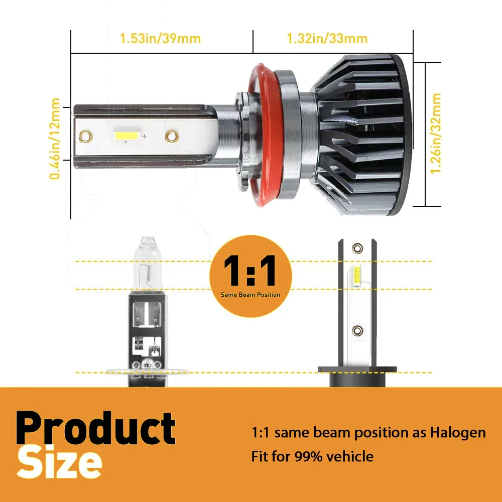 Heyword 26000lm 160W 1860 ชิป CSP 3000 k/4300 k/6000 k/8000 k ไฟหน้ารถ LED h4 h7 h1 LED ไฟหน้า 9005 H7 h11 led light
