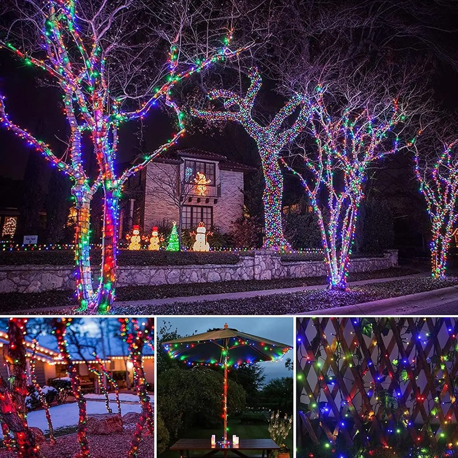 Luci a stringa solari a LED 300LED 8 modalità Luci natalizie per esterni ad energia solare Lucine natalizie stellate impermeabili