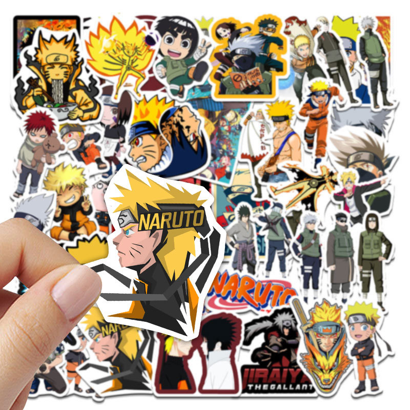 100 Uds pegatinas de Naruto no repetidas Uzumaki Naruto Kakashi Uchiha Sasuke Itachi Kawaii dibujos animados juguetes adhesivos impermeables
