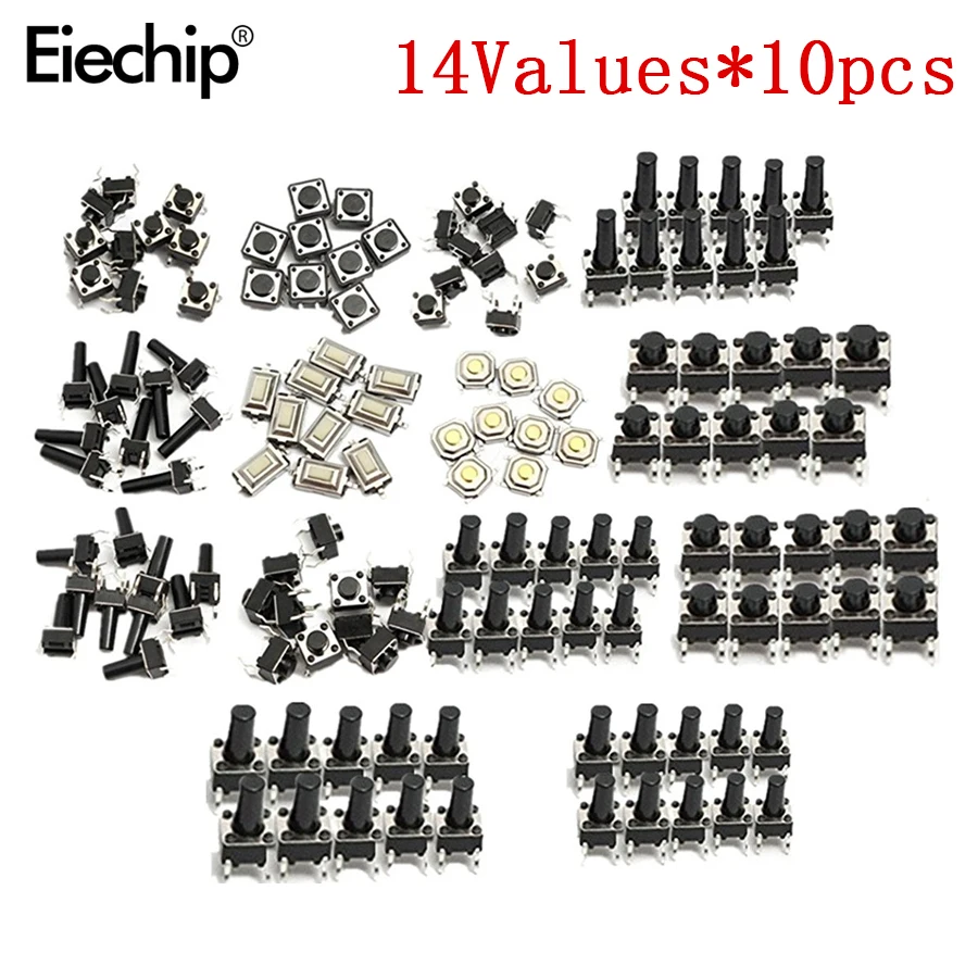 140 teile/los 14 arten Momentary Takt Tactile Push Button Switch SMD Sortiment Kit Set Leben 100000 mal Förderung Preis
