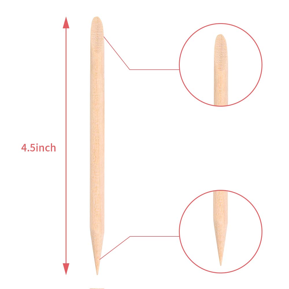 Nail Orange Wood Sticks 100/500Pcs Double Head Cuticle  Pusher Remover Pedicure Manicure Sticks Tool 11.5cm Rhinestone Picking