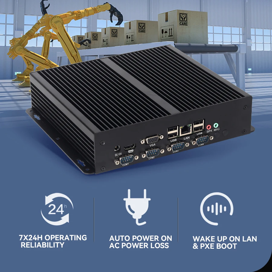 XCY X26G Mini PC industrial compatible con Windows XP/7/8/10 Linux Intel i5-3317U 1037U 4x COM RS232 8x USB HDMI VGA Mini PCIE LVDS