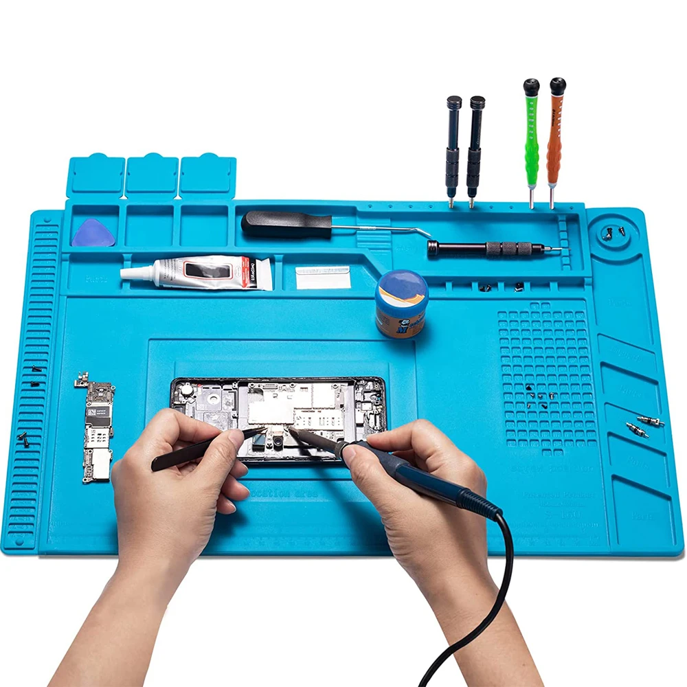 Bộ Hàn Thảm Silicon Làm Thảm Chịu Nhiệt 932 °F Chống Tĩnh Điện Từ Tính Cho Điện Tử Điện Thoại Laptop Đồng Hồ sửa Chữa