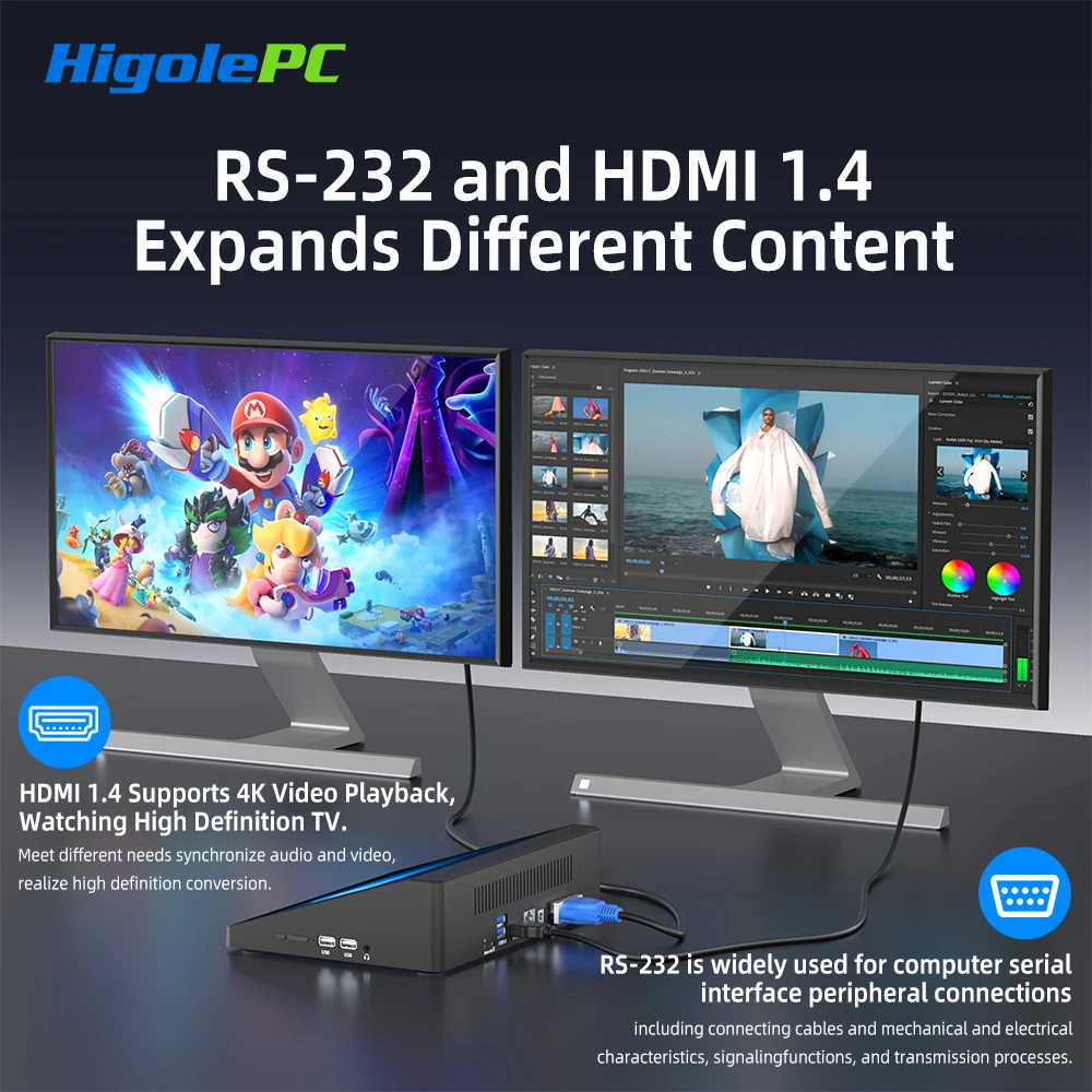 Higole F6APL 10.1'' Fanless Mini PC Intel N4200 Windows 10 WiFi5 4GB 64GB 2340mAh 4K RS-232 RJ45 Laptop Desktop PC Mini Computer