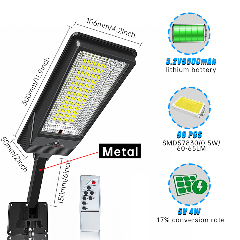 138 LED Solar Licht Mit Fernbedienung 3 Arbeits Modus Solar Straße Licht Super Helle Outdoor Garten Wasserdichte Motion Sensor Solar Lampe
