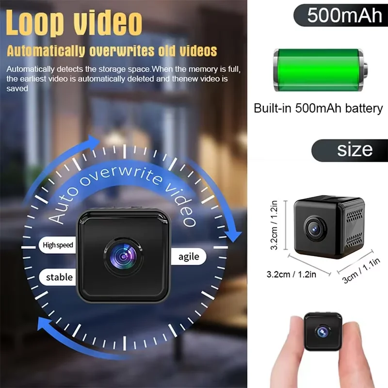 2024 Mini High Definition Camera Wireless Wifi Remote Intelligent Monitor Security Camera Long Battery Life No Need To Plug In