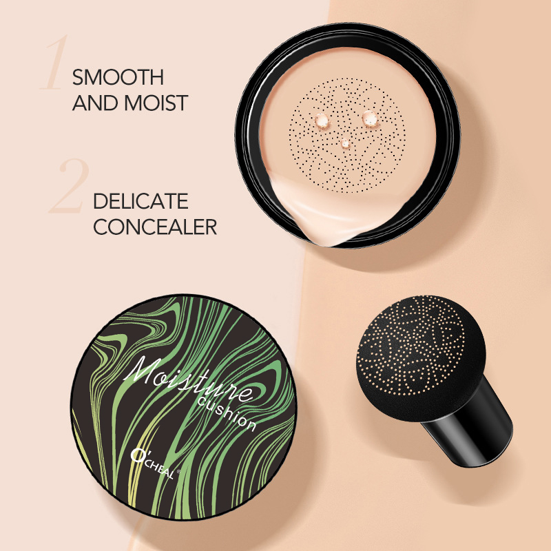 Ocheal BB Cream Air Cushion Compact Make Up Foundation Concealer Cream for Face Cosmetics Makeup Mushroom Head Puff