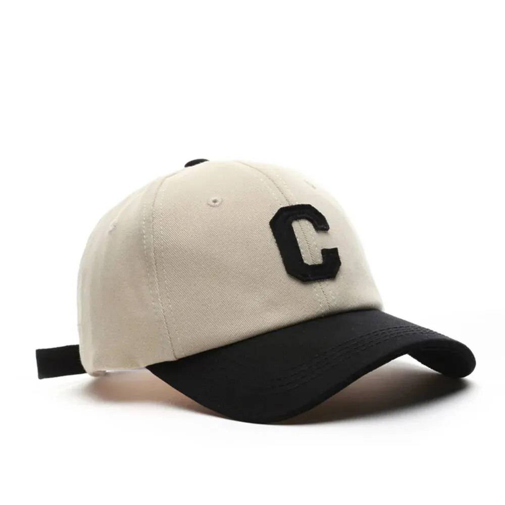 Boné de beisebol para mulheres e homens chapéu moda carta c remendo chapéu verão viseiras de sol bonés cor bloco design para uso casual