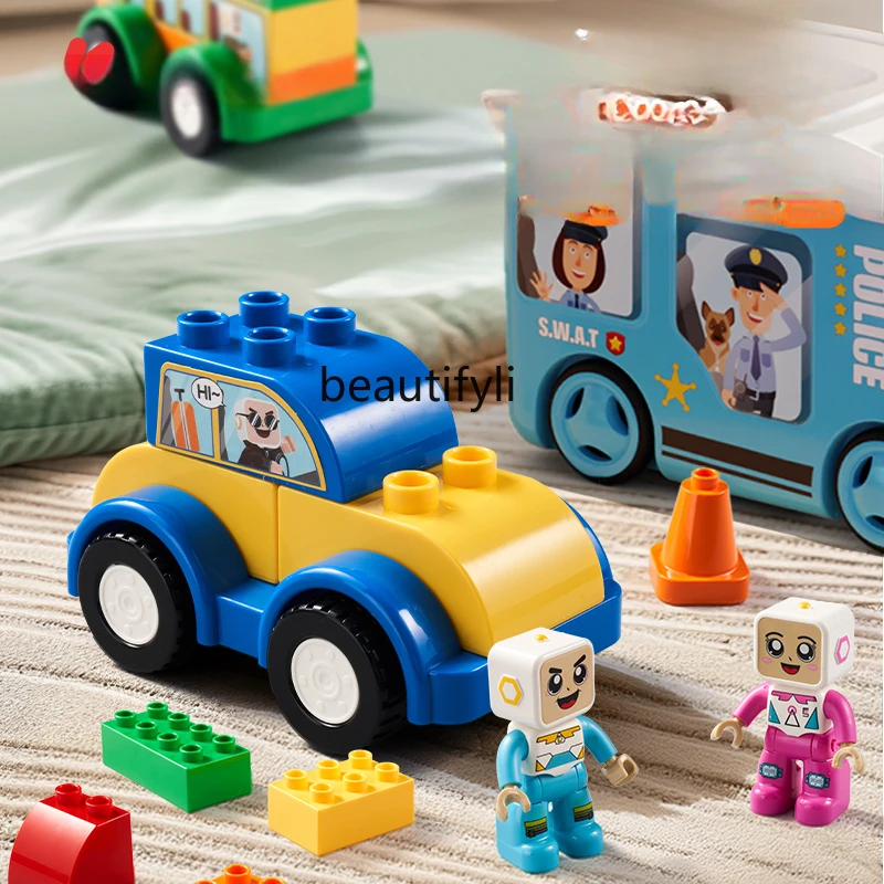 子供のための大きなビルディングブロック,組み立て車,建設車両,男の子と女の子,赤ちゃんのための教育的で創造的なおもちゃ