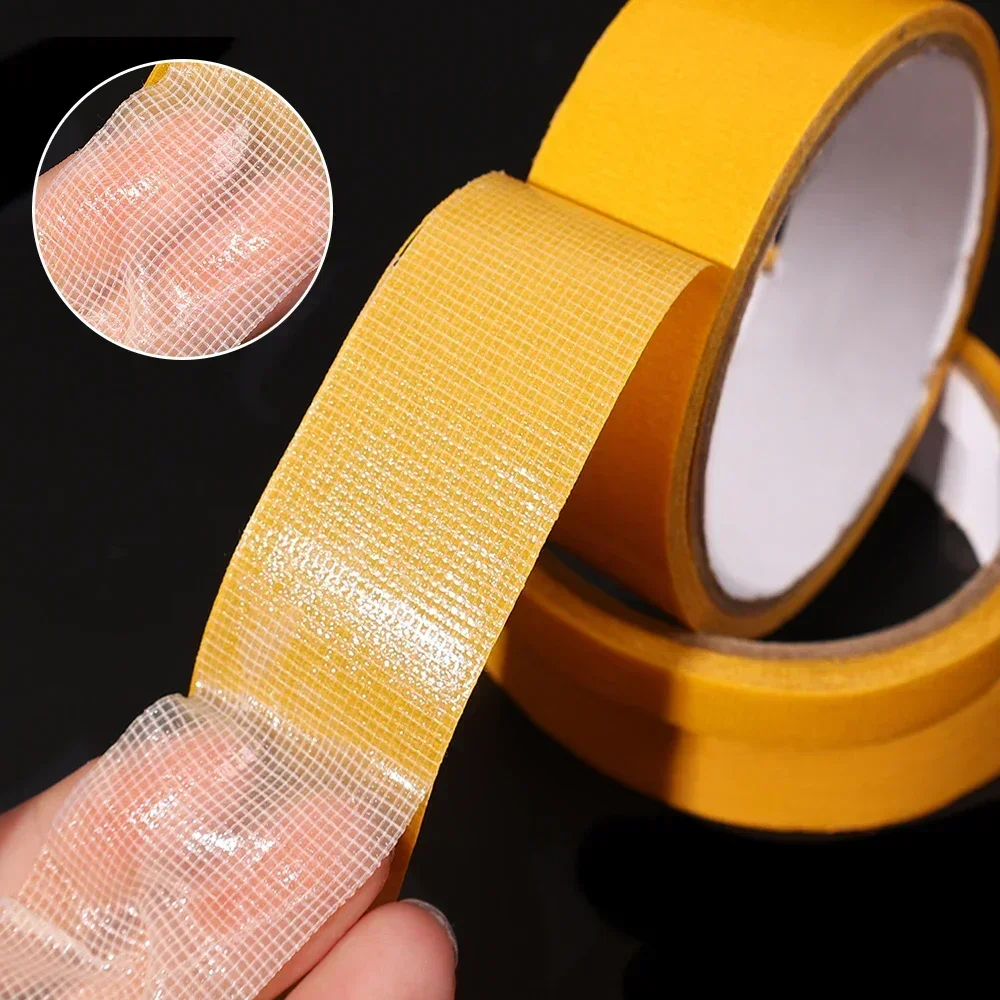 ความหนืดสูงสองด้าน Traceless เทปผ้าฐานตาราง Strong Sticky Strips กันน้ําพรมกาวเส้นใย Gummed เทป