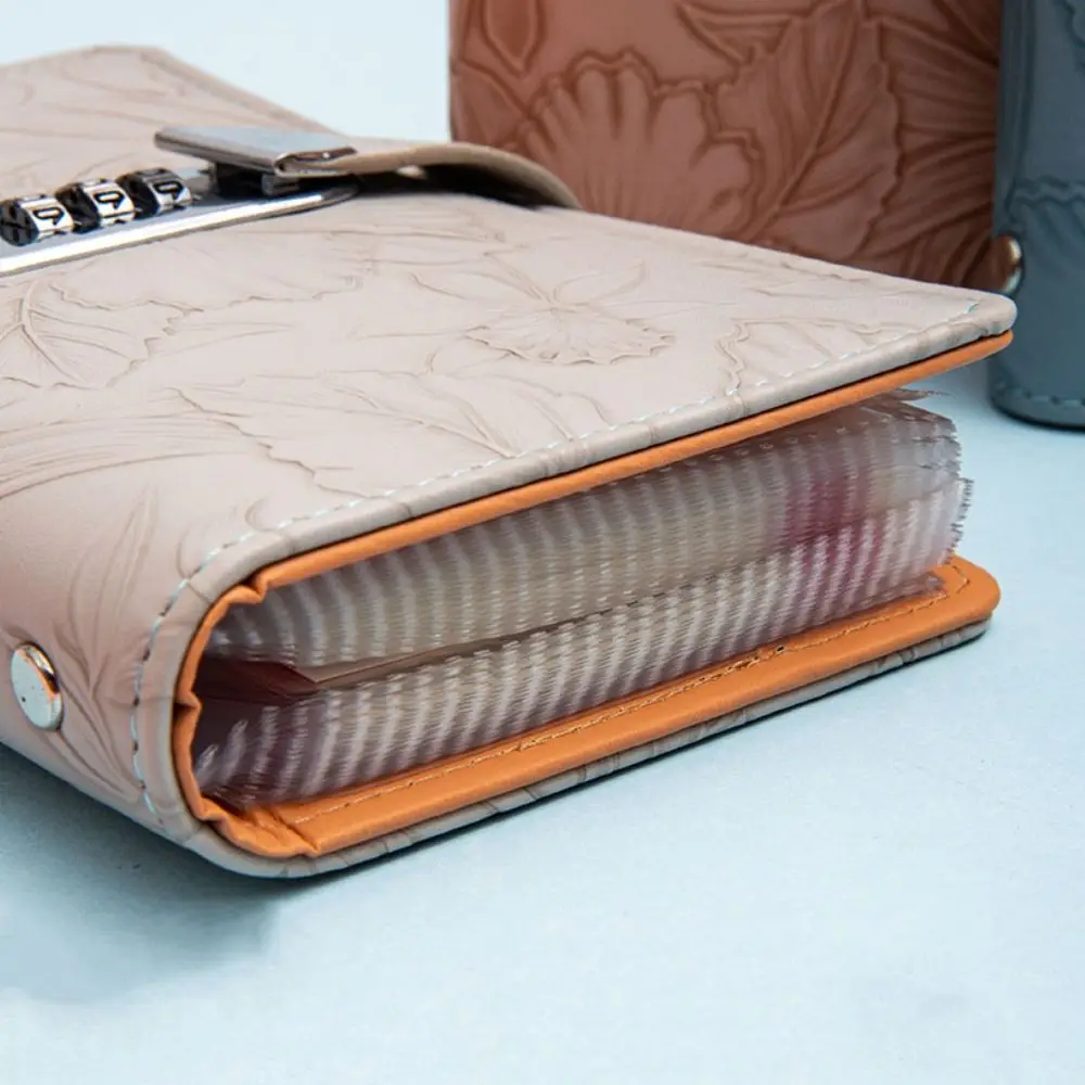 50Sheets Saving Money Binder Emboss Flower PU Leather Budget Binder with Lock Refillable Wallet Storage Planner Organizer