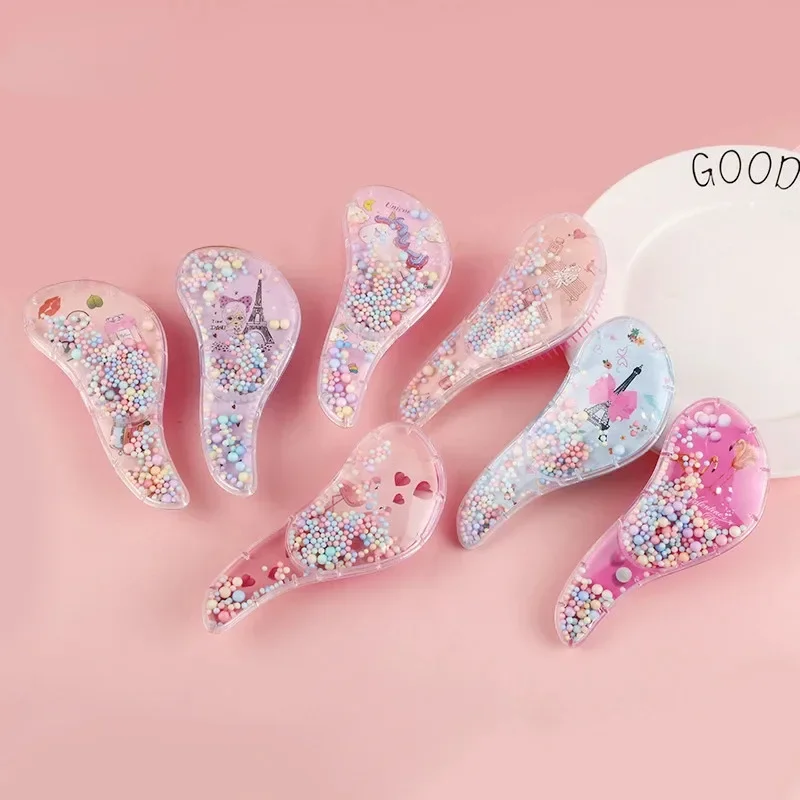 Nuevo lindo peine de peluquería para niños Anti-nudo masaje fluido peine para el cabello con cuentas niños niñas vestir maquillaje juguetes regalos