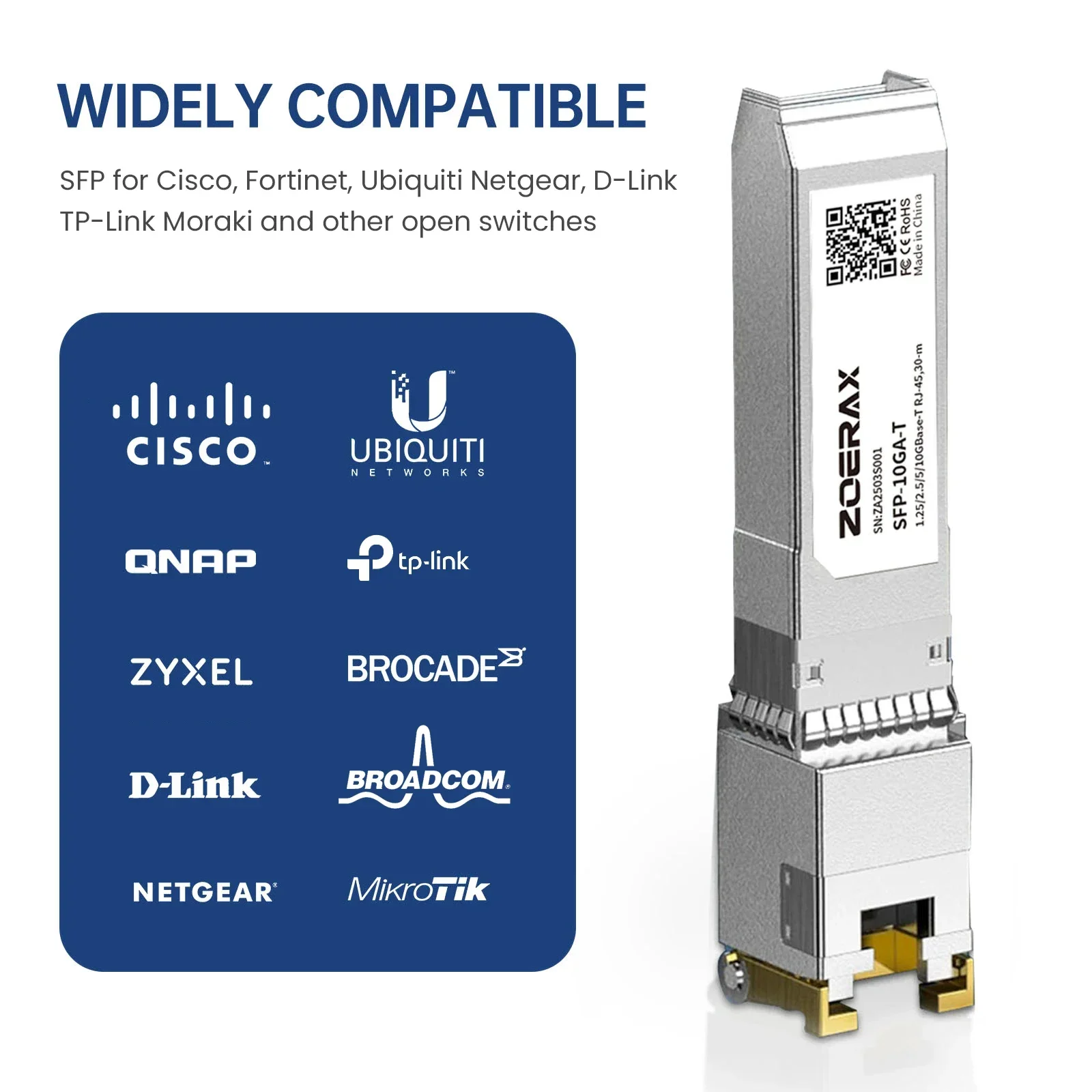 ZoeRax 10/2,5/1,25G Fiber SFP+ zu RJ45 Kupfer Modul Ethernet Transceiver Modul kompatibel mit Cisco/Mikrotik Ethernet Switch