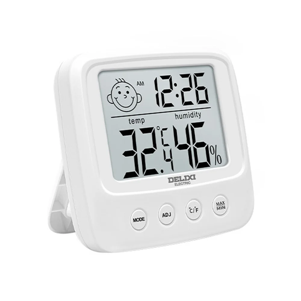Misuratore di temperatura e umidità per la cameretta dei bambini per uso domestico, misuratore ad alta precisione con schermo digitale LCD retroilluminato a parete o in piedi