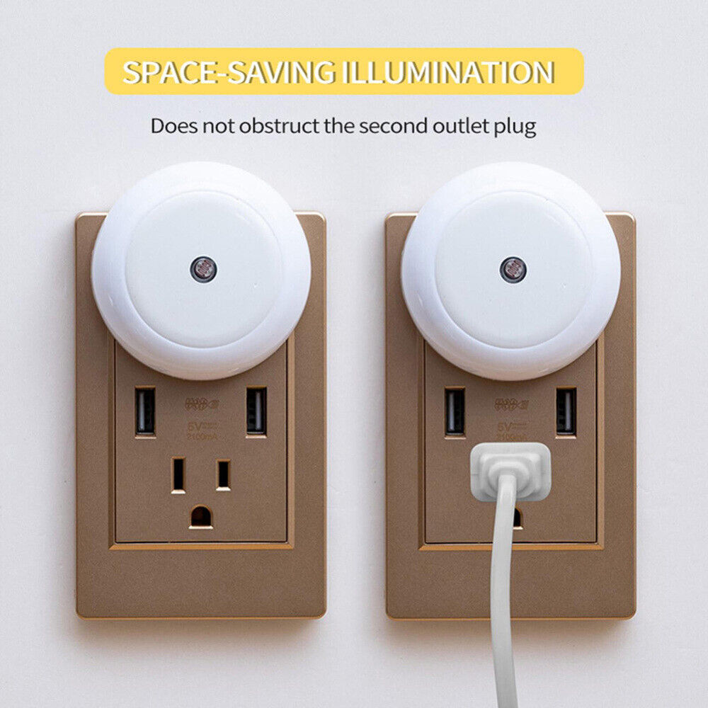 Mini Cute Wall Plug-in LED Night Light Auto Sensor Bedside Lamp For Bedroom Kid's Room Hallway Corridor Stairs Nightlight