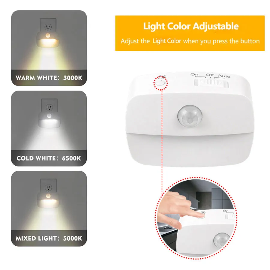 Luce notturna a LED Spina europea con sensore di movimento intelligente Lampada da parete 220V per corridoio domestico WC Corridoio Scala Cucina Camera da letto Lampada da notte