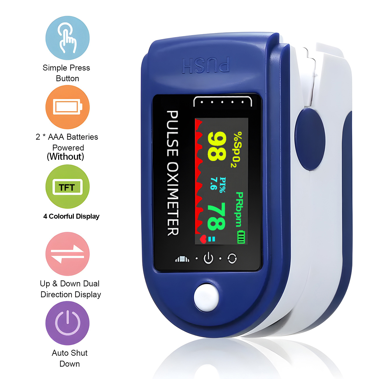 Finger Clip Oximeter Home TFT Oximeter Blood Oxygen Meter Portable Visual Fingertip Pulse Oximeter Saturation SpO2 Monitor