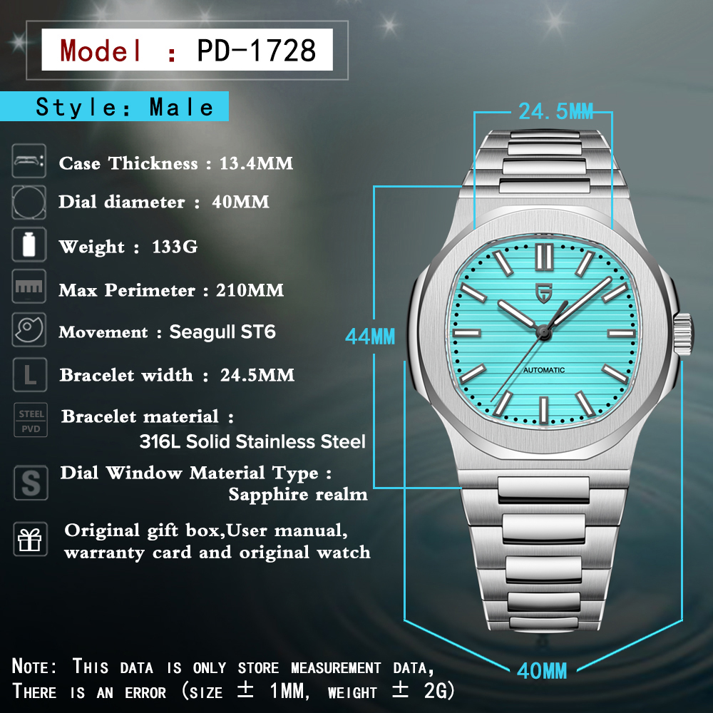 Nowy zegarek męski PAGANI DESIGN 40MM na rok 2024, luksusowy zegarek automatyczny dla mężczyzn, mechaniczny zegarek na rękę, stal nierdzewna, szkło szafirowe.