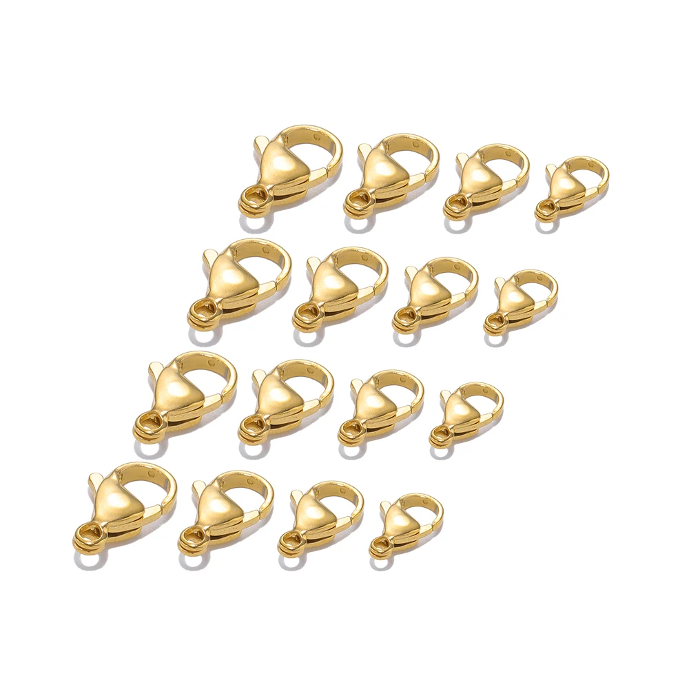 25 pçs 18k ouro aço inoxidável lagosta fechos ganchos para diy colar pulseira correntes moda jóias fazendo descobertas suprimentos