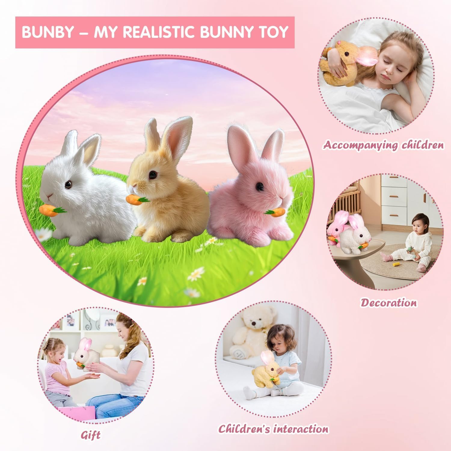 Bunby - Easter My Realistic Bunny Toy, Interactive Bunny Realistic Bunny - Jumping, Twitching, and Shaking Ears, Bunny Realistic