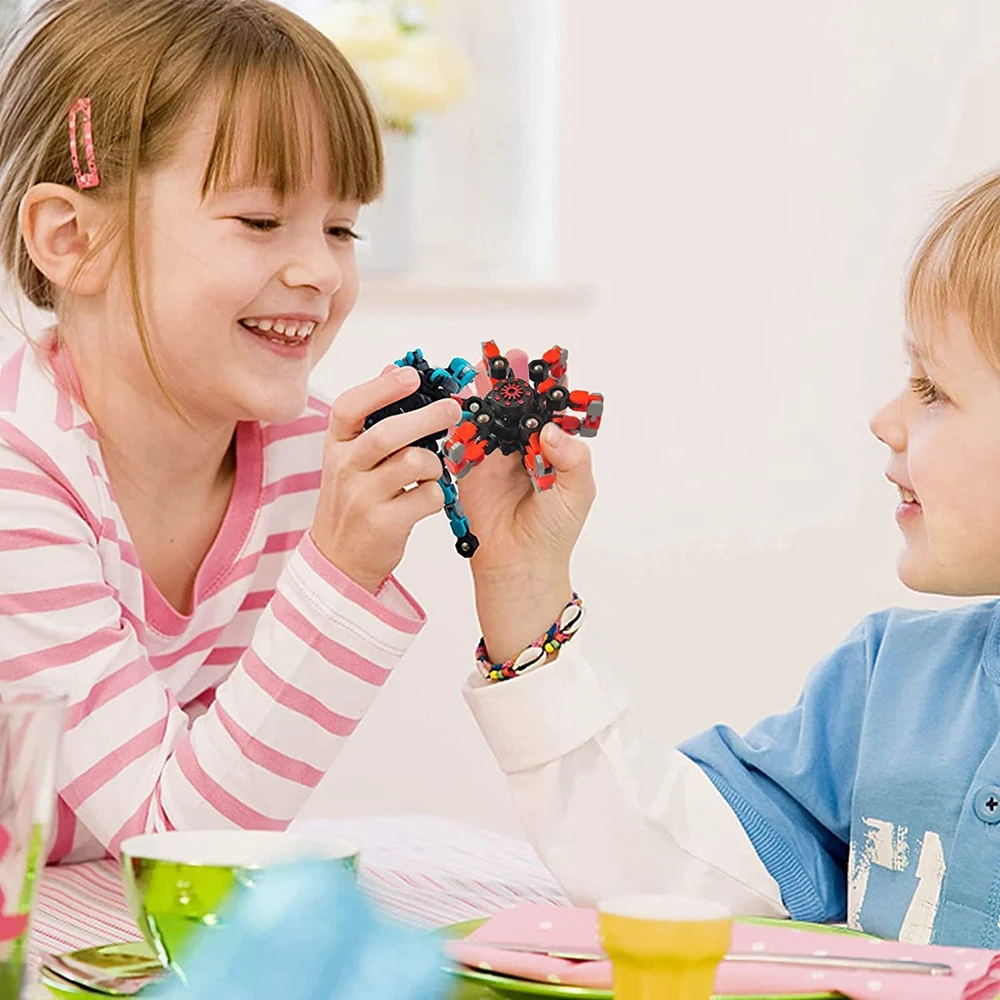 12/16PCS ตลก Sensory Fidget ของเล่น Deformable CHAIN หุ่นยนต์ Spinners ปลายนิ้วความเครียดบรรเทา Gyro ของเล่น PARTY Favors สําหรับเด็กผู้ใหญ่