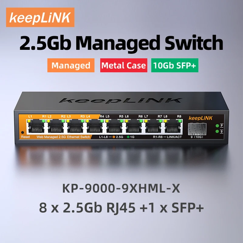 KeepLiNK 2.5Gb Managed Switch with 8-port 2.5Gb Ethernet 1-port 10G SFP+