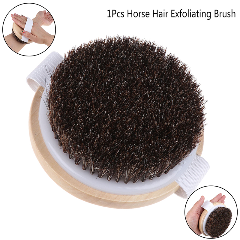 1X bois naturel crin de cheval bain corps brosse Cellulite douche peau sèche Exfoliation