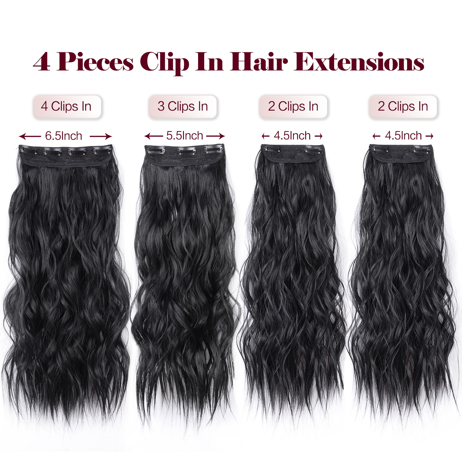 Linwan 4 pçs/set grampo de cabelo sintético em extensões de cabelo 20 Polegada longo ondulado grosso hairpieces para mulheres cabeça cheia ombre peruca