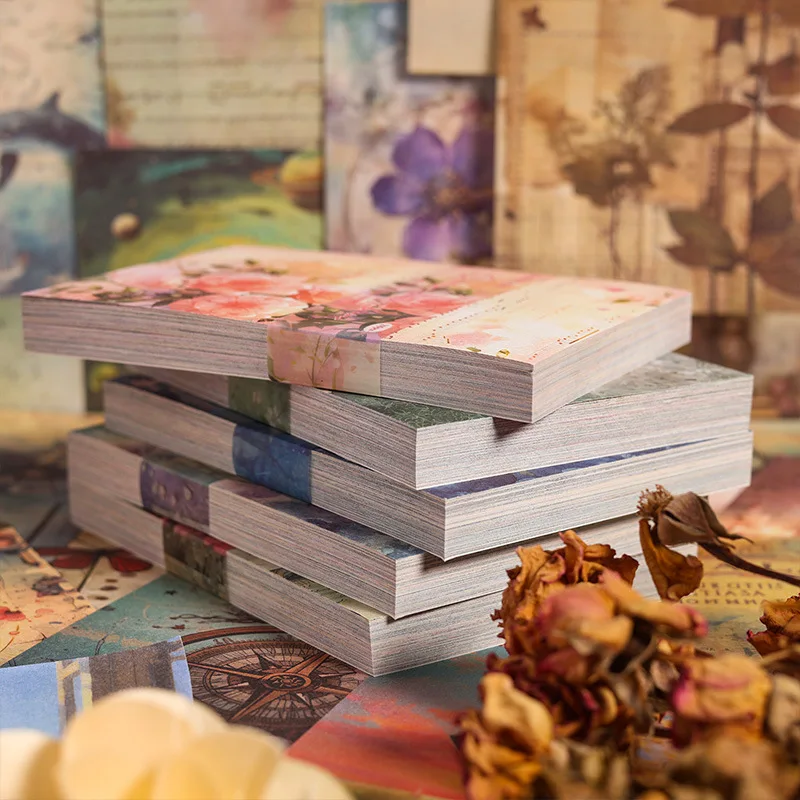 Mr. Paper-Papier de fond pour message, scrapbooking décoratif, cadre photo, carte de matériel de coucher de soleil de fleur, 100 feuilles/livre