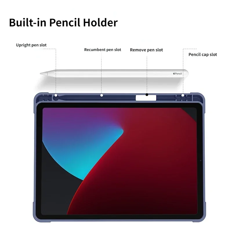 Para ipad a16 11th 10.2 pro 11 9.7 air 11 10.9 10.5 air 3 capa inteligente com suporte de lápis ipad 10th 9th 8th 7th 6th 5th gen fundas