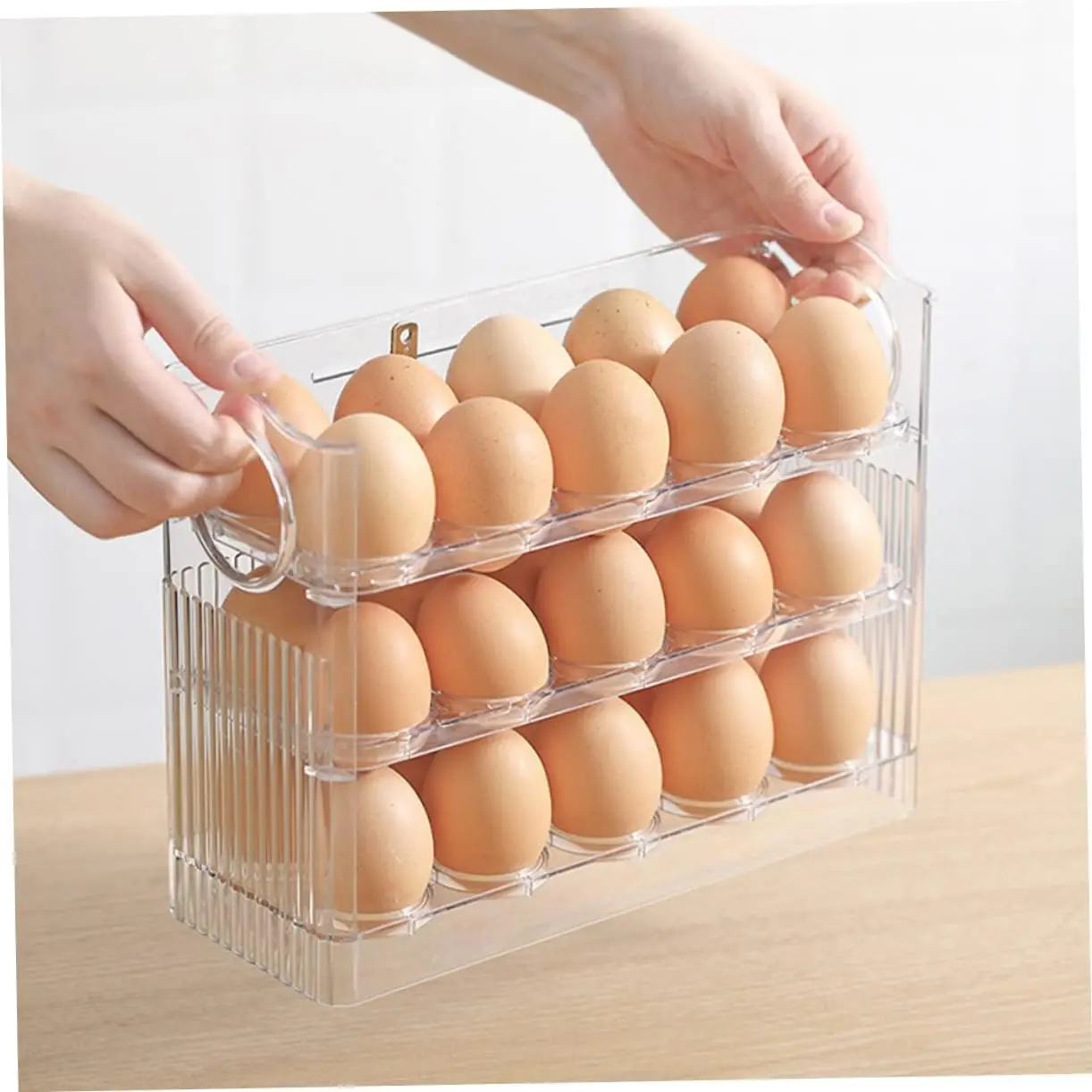 Eier Aufbewahrung sbox Kunststoff Organizer Rolling Slide Container mehr schicht ige Kühlschrank halter Tablett Organisationen Küchen zubehör