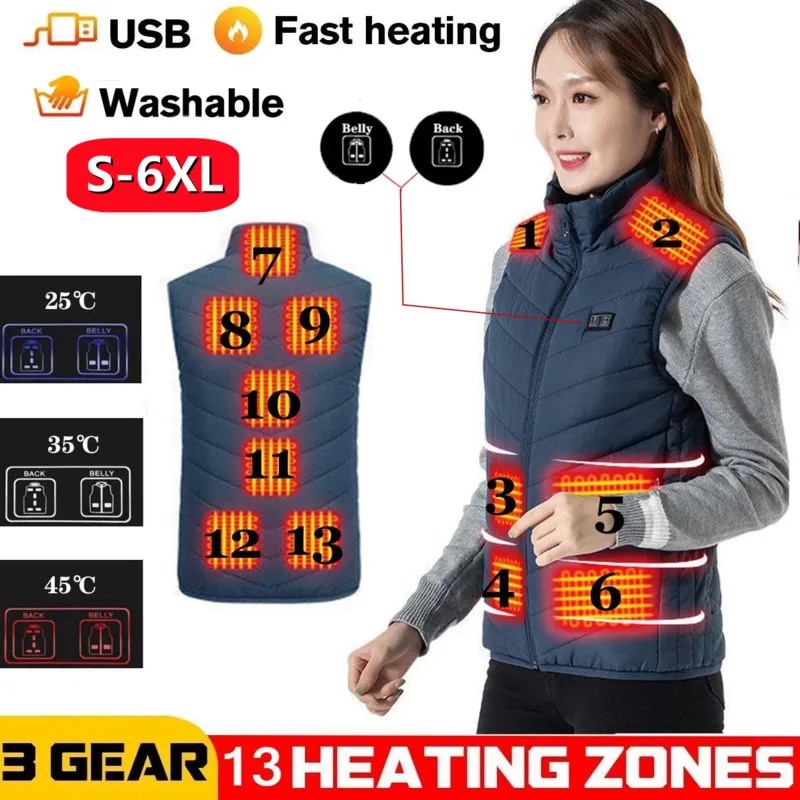 17/13/9 zonas de colete aquecido jaqueta elétrica aquecida das mulheres dos homens usb colete de aquecimento elétrico bodywarmer casaco aquecido jaqueta de aquecimento usb