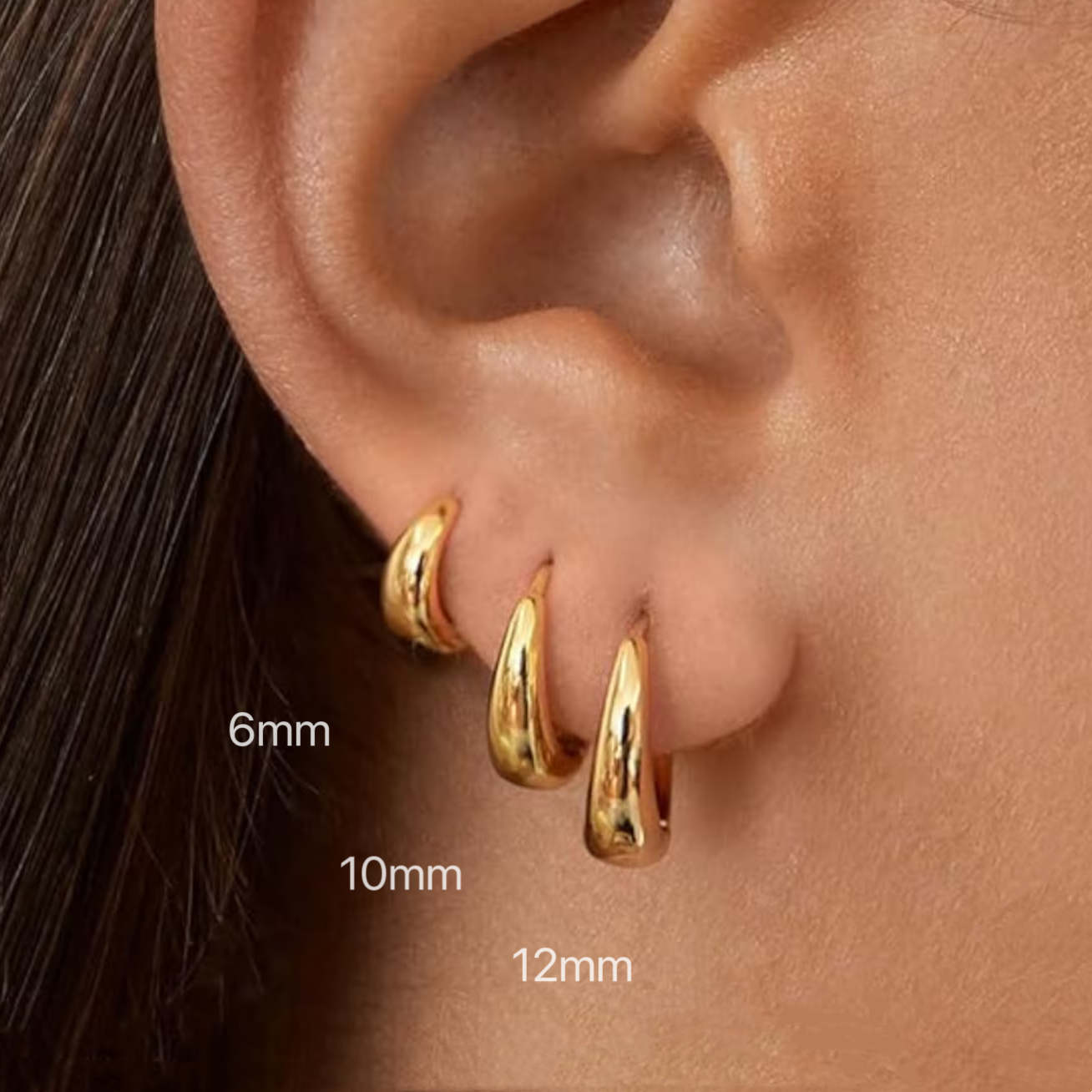 Orecchini a cerchio Huggie minimalisti in acciaio inossidabile 1 paio per le donne Colore oro Piccolo cerchio rotondo 6/10 / 12mm Orecchino punk unisex rock