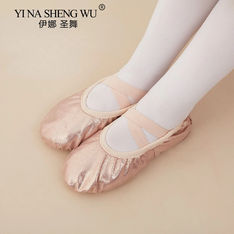 소녀 발레 신발 PU 가죽 발레 댄스 슬리퍼 스플릿 솔 키즈 성인 여성 발레리나 요가 연습 신발 투투 댄스 신발