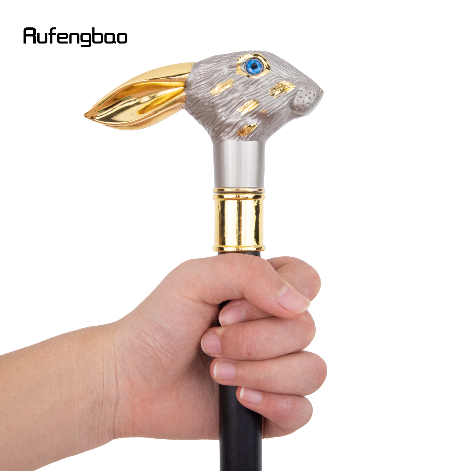 Prata dourado coelho longo orelha cavalheiro bengala moda bengala cavalheiro crosier botão bengala 93cm