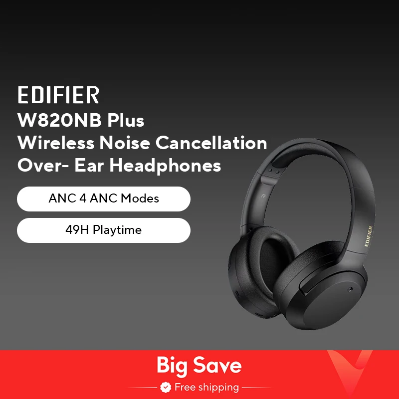 Беспроводные шумоподавляющие наушники Edifier W820NB Plus с высоким разрешением, 43 дБ ANC, кодек LDAC, легкая Bluetooth-гарнитура с временем работы 49 часов