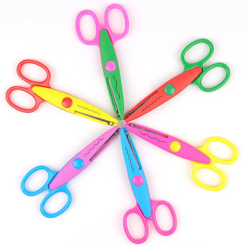 Mr.paper 6 Styles Simple Lace Scissors Wavy Pattern Small Round Head Children's Special Student Art Tool Stationery Scissor